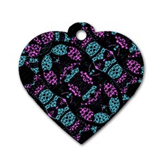 Ornate Dark Pattern  Dog Tag Heart (two Sided) by dflcprints