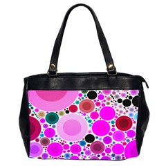 Bubble Gum Polkadot  Oversize Office Handbag (two Sides) by OCDesignss