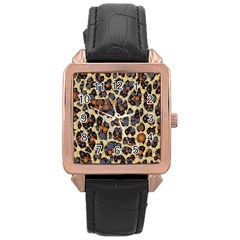 Cheetah Abstract Rose Gold Leather Watch  by OCDesignss