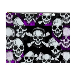 Purple Haze Skull And Crossbones  Cosmetic Bag (xl) by OCDesignss