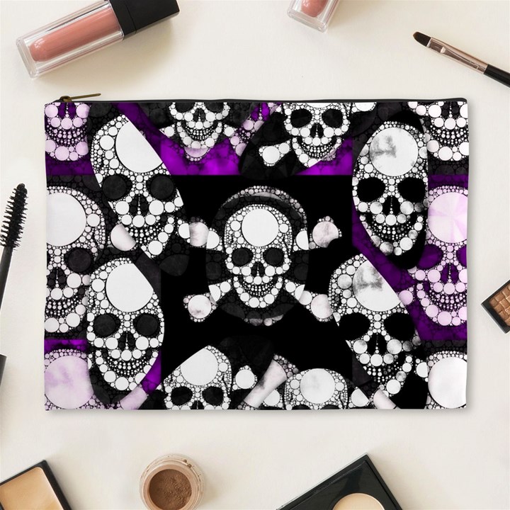 Purple Haze Skull And Crossbones  Cosmetic Bag (XL)