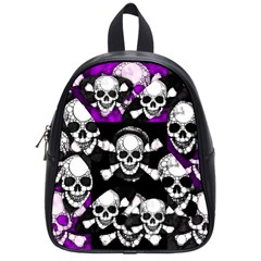 Purple Haze Skull And Crossbones  School Bag (small) by OCDesignss