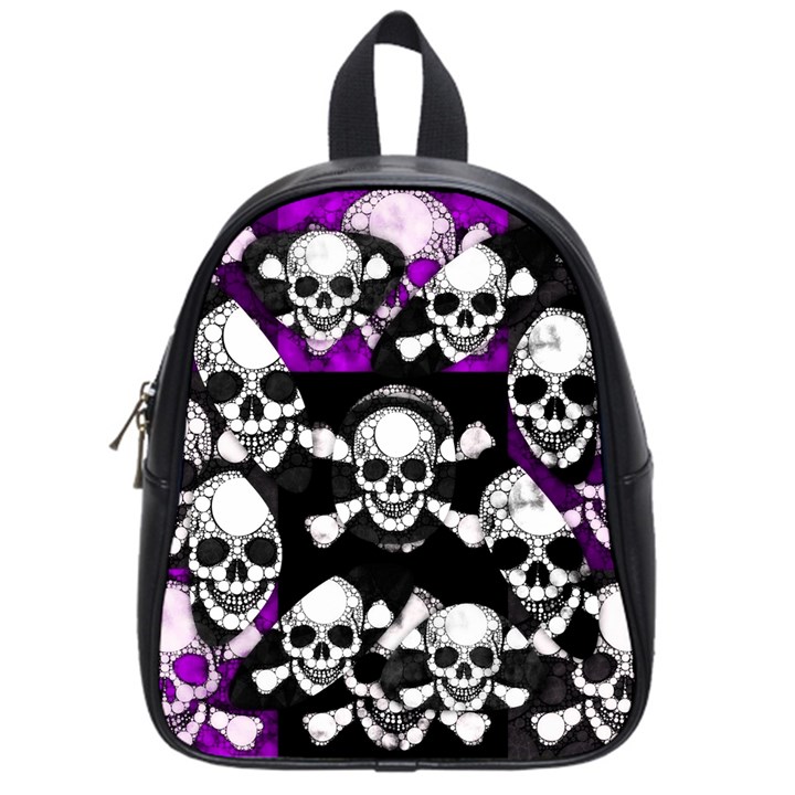 Purple Haze Skull And Crossbones  School Bag (Small)