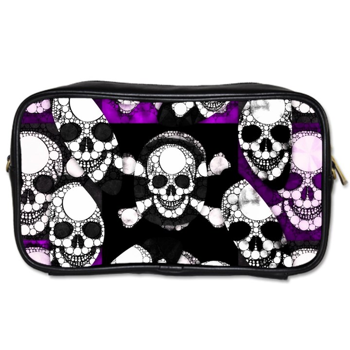 Purple Haze Skull And Crossbones  Travel Toiletry Bag (Two Sides)