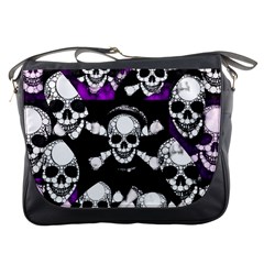 Purple Haze Skull And Crossbones  Messenger Bag by OCDesignss