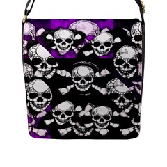 Purple Haze Skull And Crossbones  Flap Closure Messenger Bag (large) by OCDesignss