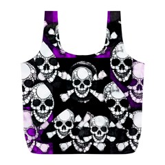 Purple Haze Skull And Crossbones  Reusable Bag (l) by OCDesignss