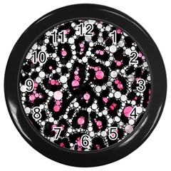 Pink Cheetah Bling Wall Clock (black) by OCDesignss