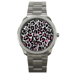 Pink Cheetah Bling Sport Metal Watch by OCDesignss