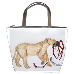 Giant Spider Fights Lion  Bucket Handbag by creationtruth