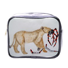 Giant Spider Fights Lion  Mini Travel Toiletry Bag (one Side) by creationtruth