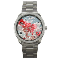 Flowers In The Sky Sport Metal Watch by dflcprints