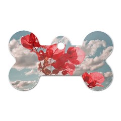 Flowers In The Sky Dog Tag Bone (two Sided) by dflcprints