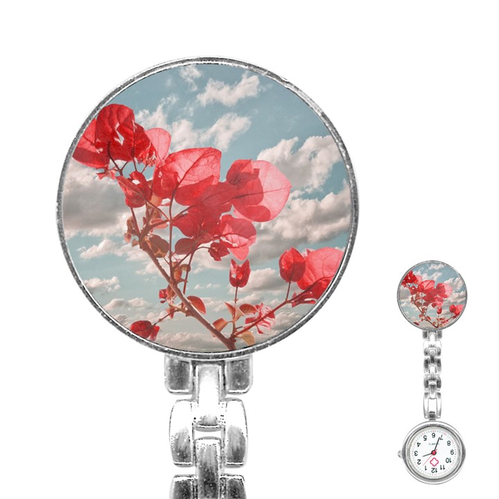 Flowers In The Sky Stainless Steel Nurses Watch