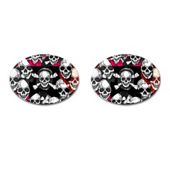 Pink Skull Bling Cufflinks (oval) by OCDesignss