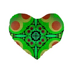 Neon Green  Standard Flano Heart Shape Cushion  by OCDesignss