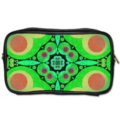 Neon Green  Travel Toiletry Bag (two Sides) by OCDesignss