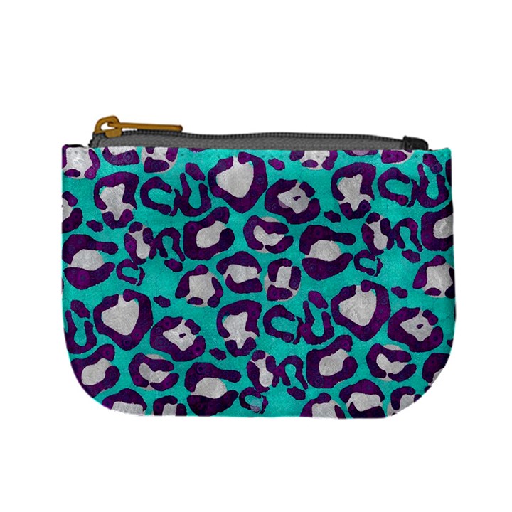 Turquoise Cheetah Coin Change Purse