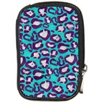 Turquoise Cheetah Compact Camera Leather Case Front