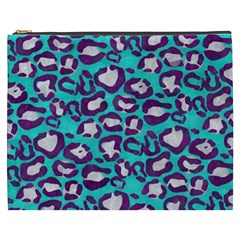 Turquoise Cheetah Cosmetic Bag (xxxl) by OCDesignss