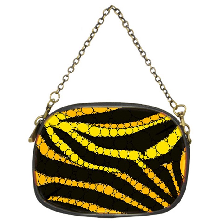 Yellow Bling Zebra  Chain Purse (One Side)