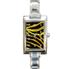 Yellow Bling Zebra  Rectangular Italian Charm Watch by OCDesignss