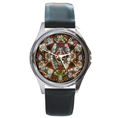 Crazy Abstract  Round Leather Watch (silver Rim) by OCDesignss