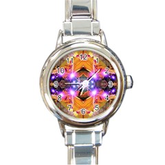 Abstract Flower Round Italian Charm Watch by icarusismartdesigns