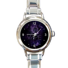 Vape Purple Smoke  Round Italian Charm Watch by OCDesignss