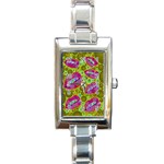 Sassy Lips Bubbles  Rectangular Italian Charm Watch Front