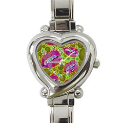 Sassy Lips Bubbles  Heart Italian Charm Watch  by OCDesignss