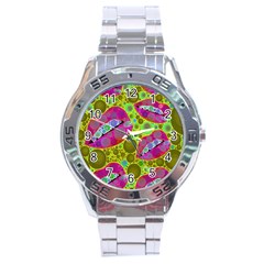 Sassy Lips Bubbles  Stainless Steel Watch by OCDesignss