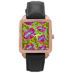 Sassy Lips Bubbles  Rose Gold Leather Watch  by OCDesignss