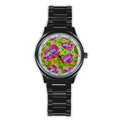 Sassy Lips Bubbles  Sport Metal Watch (black) by OCDesignss