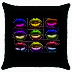 Sassy Lips  Black Throw Pillow Case by OCDesignss