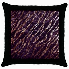 Lavender Gold Zebra  Black Throw Pillow Case by OCDesignss