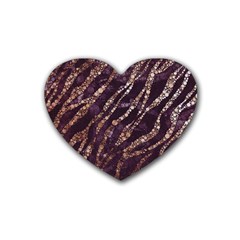 Lavender Gold Zebra  Drink Coasters 4 Pack (heart)  by OCDesignss