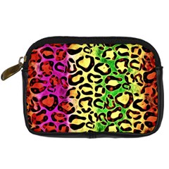 Rainbow Cheetah Abstract Digital Camera Leather Case by OCDesignss