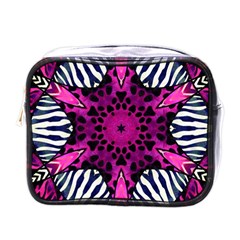 Crazy Hot Pink Zebra  Mini Travel Toiletry Bag (one Side) by OCDesignss