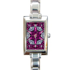 Crazy Hot Pink Zebra  Rectangular Italian Charm Watch by OCDesignss