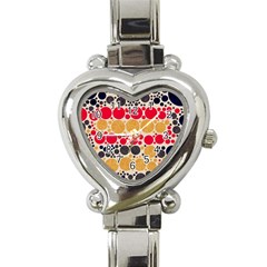 Retro Polka Dots  Heart Italian Charm Watch  by OCDesignss