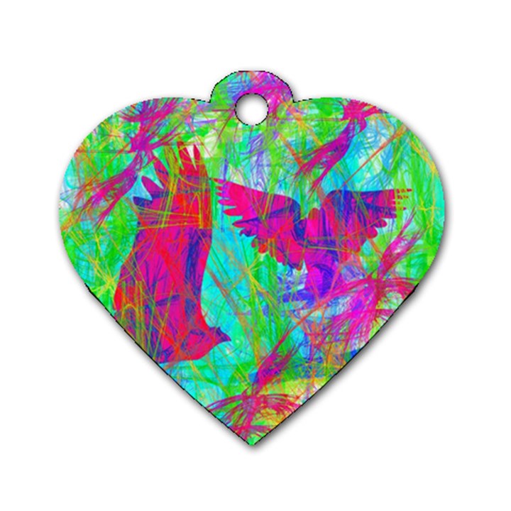 Birds In Flight Dog Tag Heart (One Sided) 