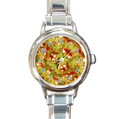 Christmas Print Motif Round Italian Charm Watch by dflcprints