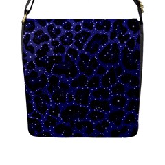 Blue Leapord Bling Flap Closure Messenger Bag (large) by OCDesignss