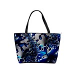 Glossy Blue Fractal  Large Shoulder Bag Front