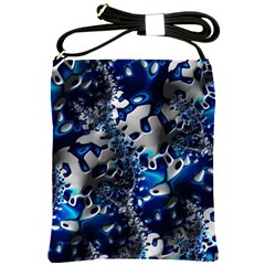 Glossy Blue Fractal  Shoulder Sling Bag by OCDesignss