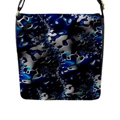 Glossy Blue Fractal  Flap Closure Messenger Bag (large) by OCDesignss