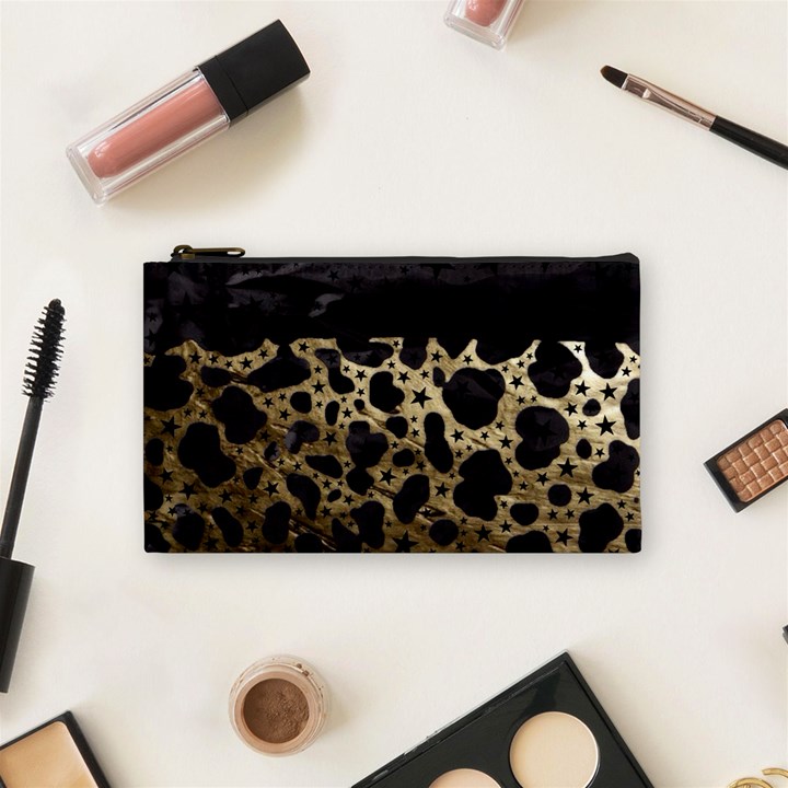 Cheetah Stars Gold  Cosmetic Bag (Small)