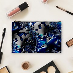 Glossy Blue Fractal  Cosmetic Bag (medium) by OCDesignss