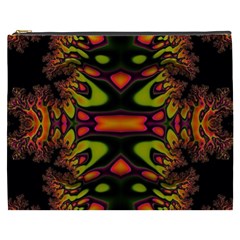 Crazy Florescent Fractal Cosmetic Bag (xxxl)